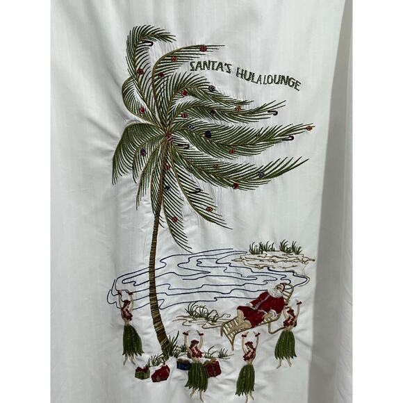 Bamboo Cay Christmas Shirt XXL Embroidered Santa's Hula Lounge Hula Girl - Picture 5 of 7
